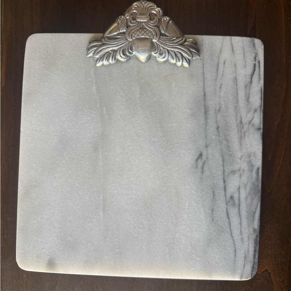 Elegant Silver and White Marble Cheese Board